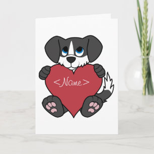 Valentine's Day Black Dog with Blaze & Red Heart Holiday Card