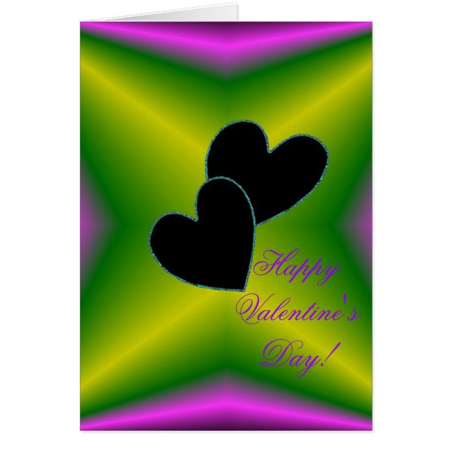 Valentine's Day  - Black Heart on Rainbow (Front)