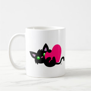 Valentine's Day Black Kitty Mug