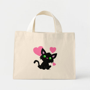 Valentine's Day Black Kitty Tote Bag