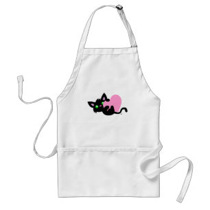 Valentine's Day Black Kitty White Apron