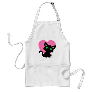 Valentine's Day Black Kitty White Apron