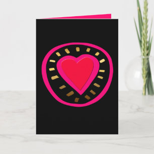 Valentine's Day Black Modern Pink Heart Greeting Holiday Card
