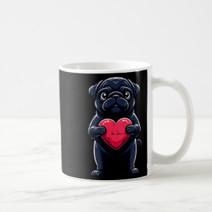 Valentines Day Black Pug Heart Funny Dog Mom Dad F Coffee Mug
