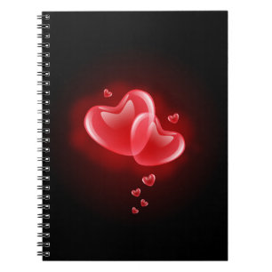 Valentine's day blazing hearts spiral notebook