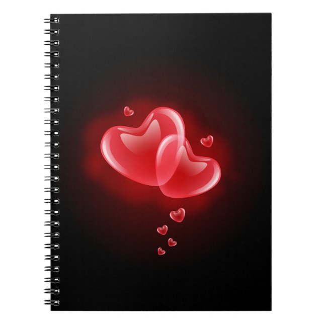 Valentine's day blazing hearts spiral notebook (Front)