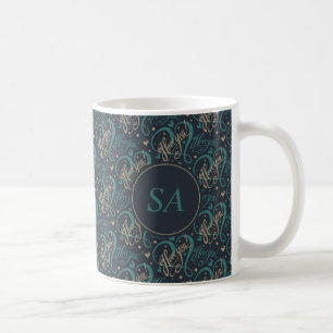 Valentine's Day Blue Brown I Love You Typography Coffee Mug
