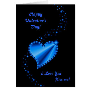 Valentine's Day  - Blue Rainbow heart on black