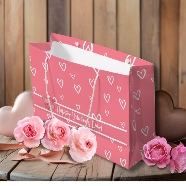 Valentine's Day Blush Heart Pattern Large Gift Bag (Valentine's Day Blush Heart Pattern Large Gift Bag)