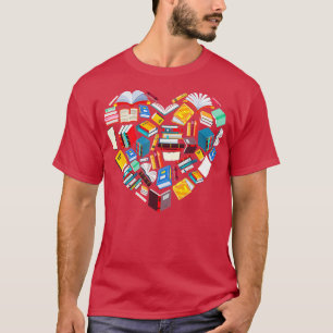 Valentines Day Book Lover Heart Librarian Bookworm T-Shirt