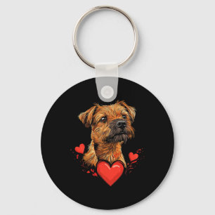 Valentine's Day Border Terrier Key Ring
