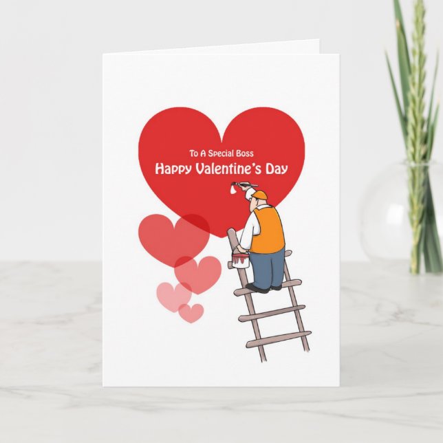 Valentine's Day Boss Cards, Red Hearts Holiday Card (Front)