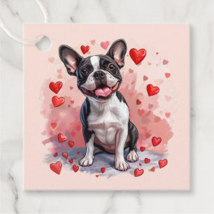 Valentines Day Boston Terrier Dog Favour Tags