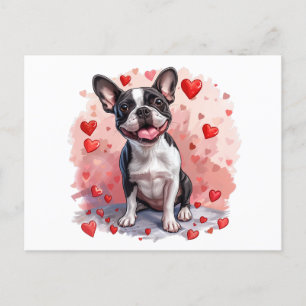Valentines Day Boston Terrier Dog Postcard