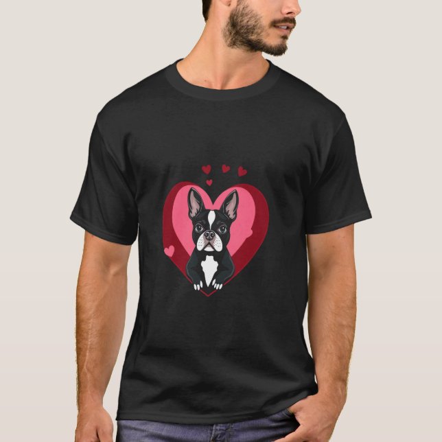 Valentine's Day Boston Terrier T-Shirt (Front)