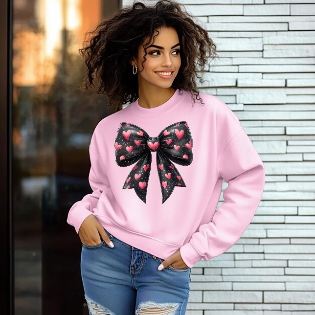 Valentines Day Bow with Hearts Sweatshirt (Creator Uploaded)