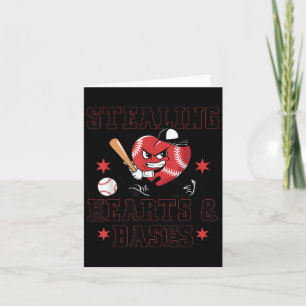 Valentines Day Boys Baseball Player Stealing Heart Card