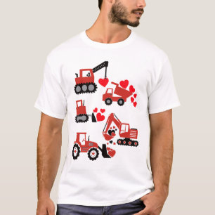 Valentines Day Boys Kids Toddler Construction Truc T-Shirt