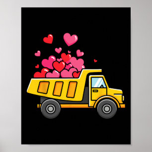 Valentines Day Boys Kids Toddler Dump Truck Hearts Poster