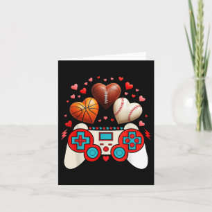 Valentines Day Boys Men Hearts Gaming Basketball B Card