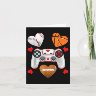Valentines Day Boys Men Hearts Gaming Basketball B Card