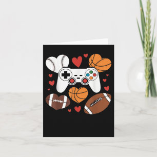 Valentines Day Boys Men Hearts Gaming Basketball B Card