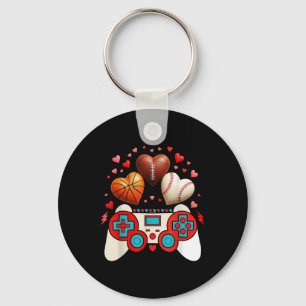 Valentines Day Boys Men Hearts Gaming Basketball B Key Ring