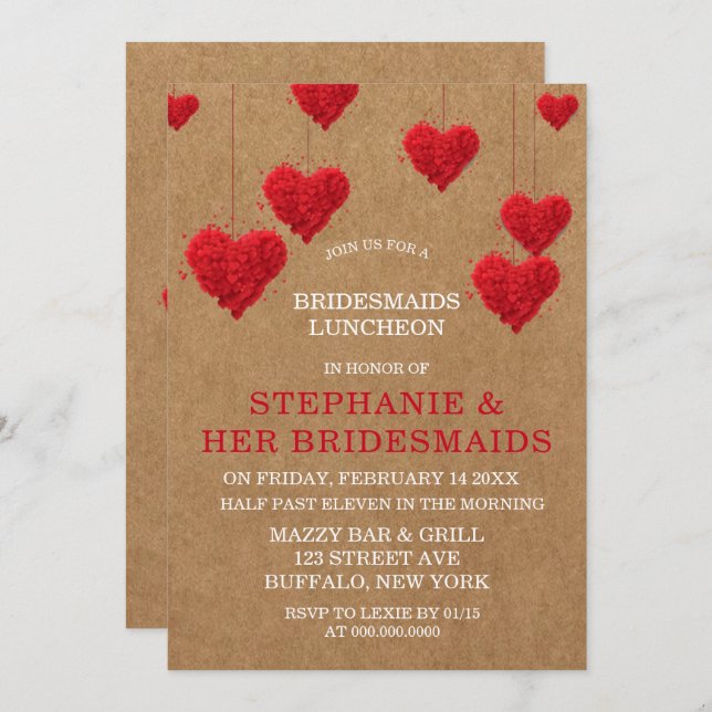 Valentine's Day Bridesmaids Luncheon Invitation (Front/Back)