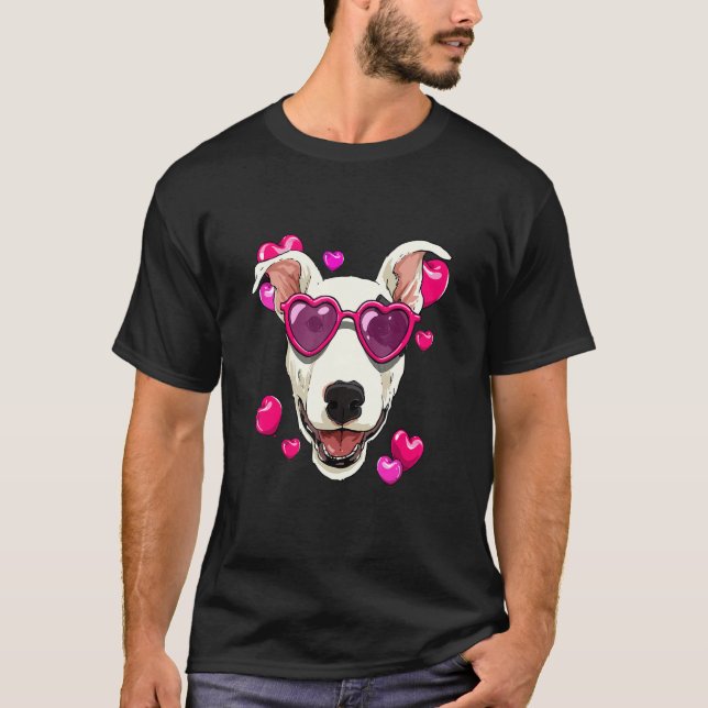 Valentines Day Bull Terrier Heart Couples Love Day T-Shirt (Front)