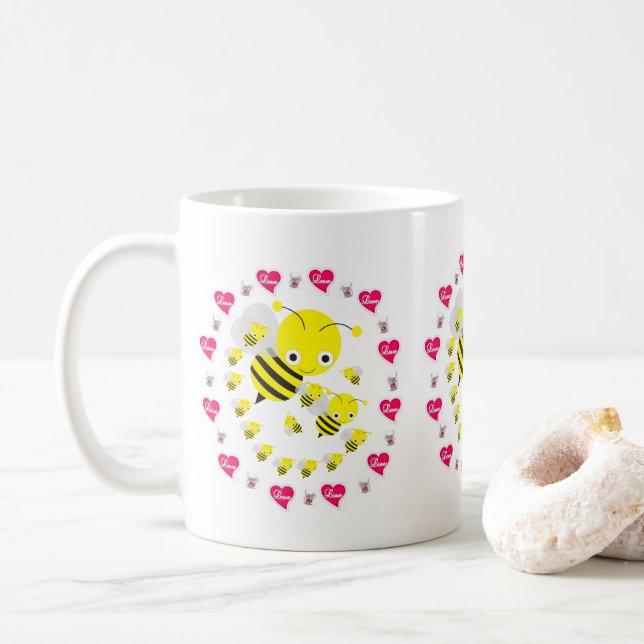 Valentine's Day Bumblebee Mice Mugs (With Donut)