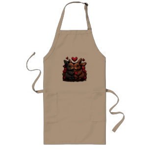 Valentine's Day Bunny Bliss, Love Hearts and Roses Long Apron