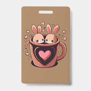 Valentine's Day Bunny, cute valentines day bunny ID Badge