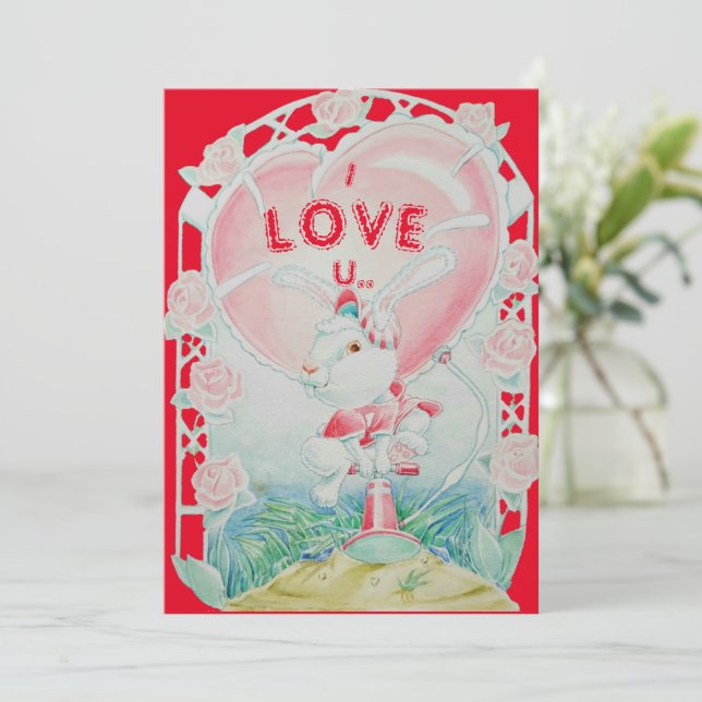 Valentine's Day Bunny Love Card (Standing Front)