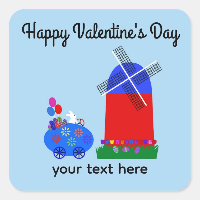 Valentine's Day Bunny Riding Egg Car #4 Stickers (Front)