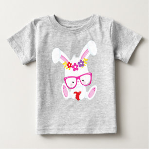Valentine's Day Bunny, White Bunny, Glasses, Heart Baby T-Shirt