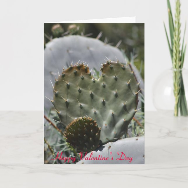 Valentine's day cactus holiday card (Front)