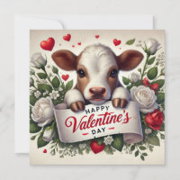 Valentine's Day Calf with Floral Arrangement 