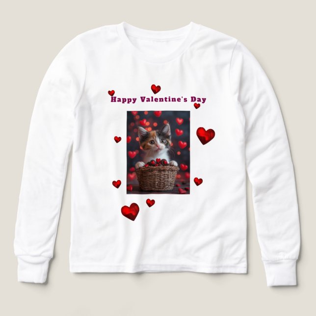 Valentine's Day Calico Kitten Red Hearts Candy (Design Front)
