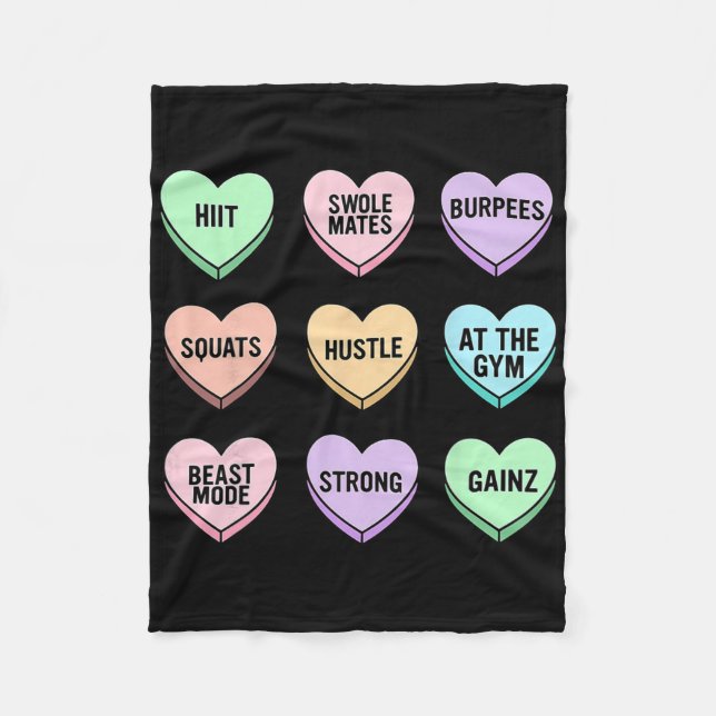 Valentines Day Candy Heart Bodybuilding Fitness Co Fleece Blanket (Front)