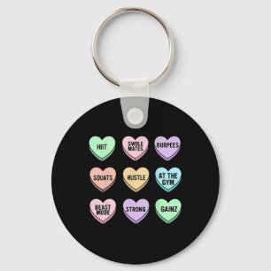 Valentines Day Candy Heart Bodybuilding Fitness Co Key Ring