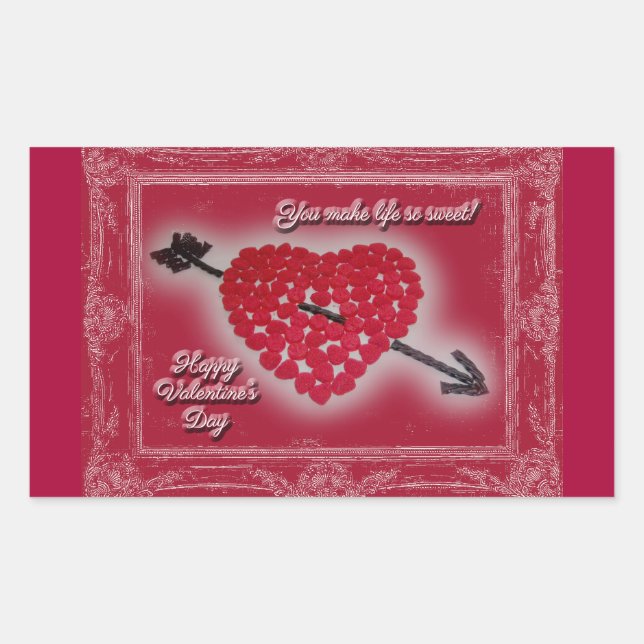 Valentine's Day Candy Heart Greeting Rectangular Sticker (Front)