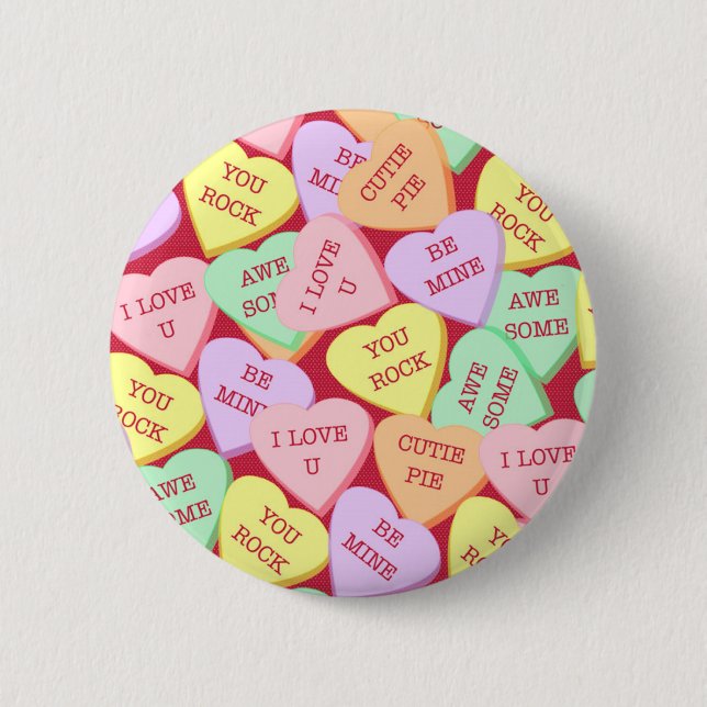 Valentine's Day Candy Hearts 6 Cm Round Badge (Front)