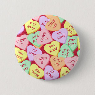 Valentine's Day Candy Hearts 6 Cm Round Badge