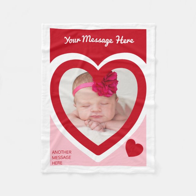 Valentine's Day Candy Hearts Box Custom Photo Fleece Blanket (Front)