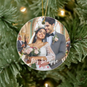 Valentines Day Candy Hearts Custom Photo Spanish Ceramic Tree Decoration