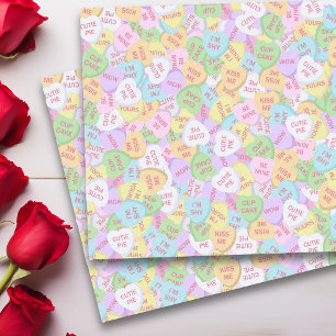 Valentine's Day Candy Hearts Cute Pattern Tissue Paper