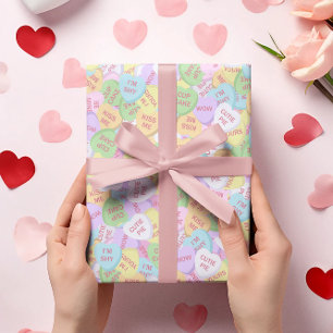 Valentine's Day Candy Hearts Cute Pattern Wrapping Paper