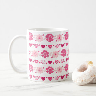 Valentine's Day Candy Hearts Flowers Pattern Coffee Mug