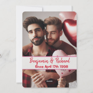 Valentines Day | Candy Hearts Gay Couple Fun Photo Holiday Card
