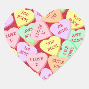 Valentine's Day Candy Hearts Heart Sticker